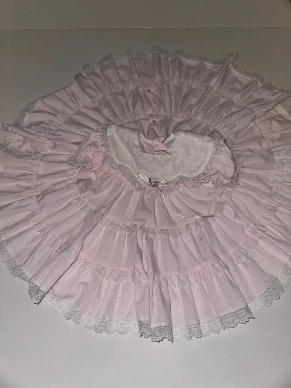 VINTAGE BRYAN 18 mo Months Pink FULL CIRCLE Pageant Lace Ruffles Dress